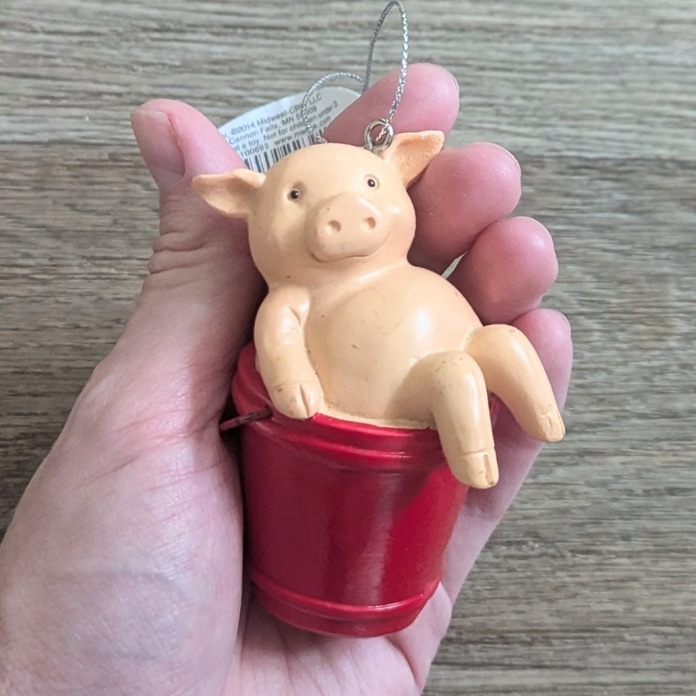 NWT Midwest CBK Pig In A Bucket Christmas Ornament - Picture 2 of 4
